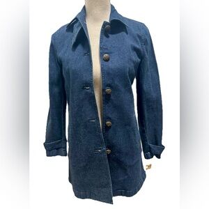 Lauren Jeans Co NWT Long Denim Jacket Tunic Top P/P Classic Timeless Biz Casual